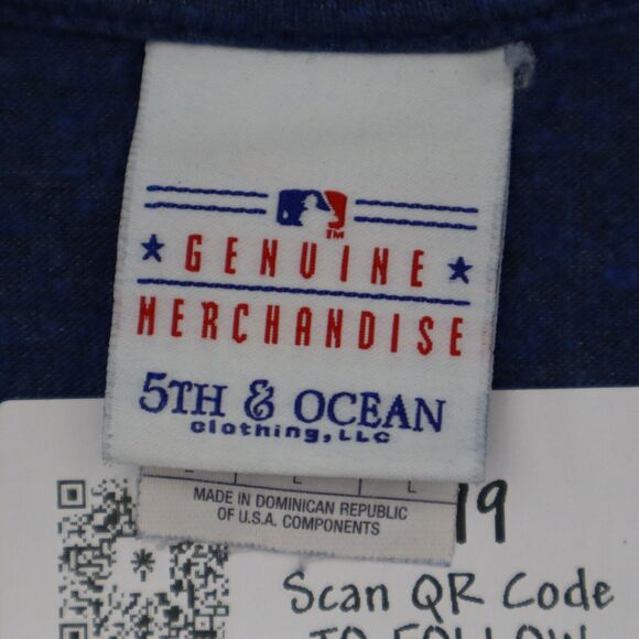 5TH Ocean Shirt Womens L Blue Chicago Cubs Short Sleeve VNeck Knit Casual Tee - Picture 2 of 16